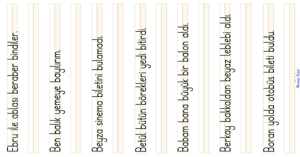 1. Sınıf İlk Okuma Yazma ( B-b Sesi ) Cümle Dikte Çalışması