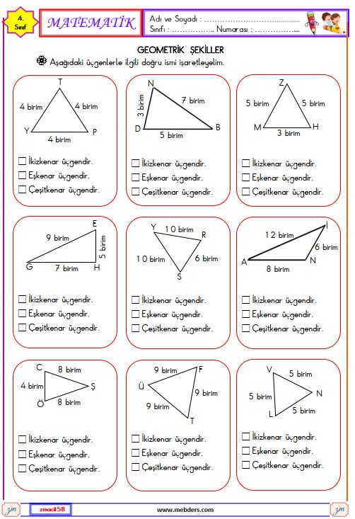 4. Sınıf Matematik Geometrik Şekiller Etkinliği 15