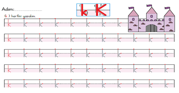 1. Sınıf İlk Okuma Yazma K-k Sesi Yazma Çalışması