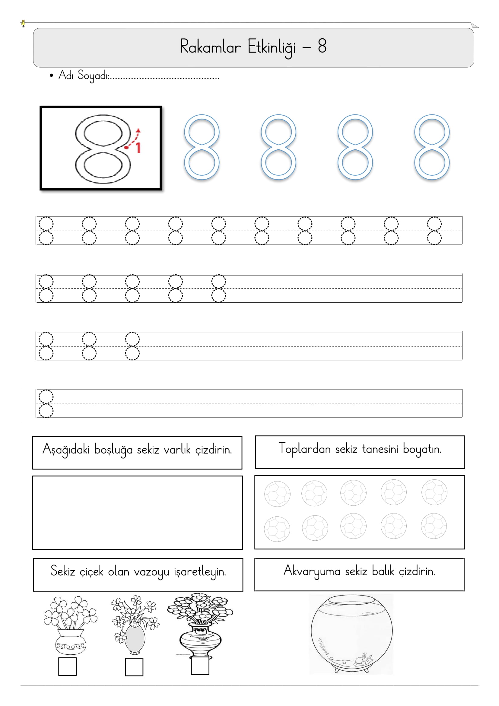 1.Sınıf Matematik 8 Rakamı Etkinliği