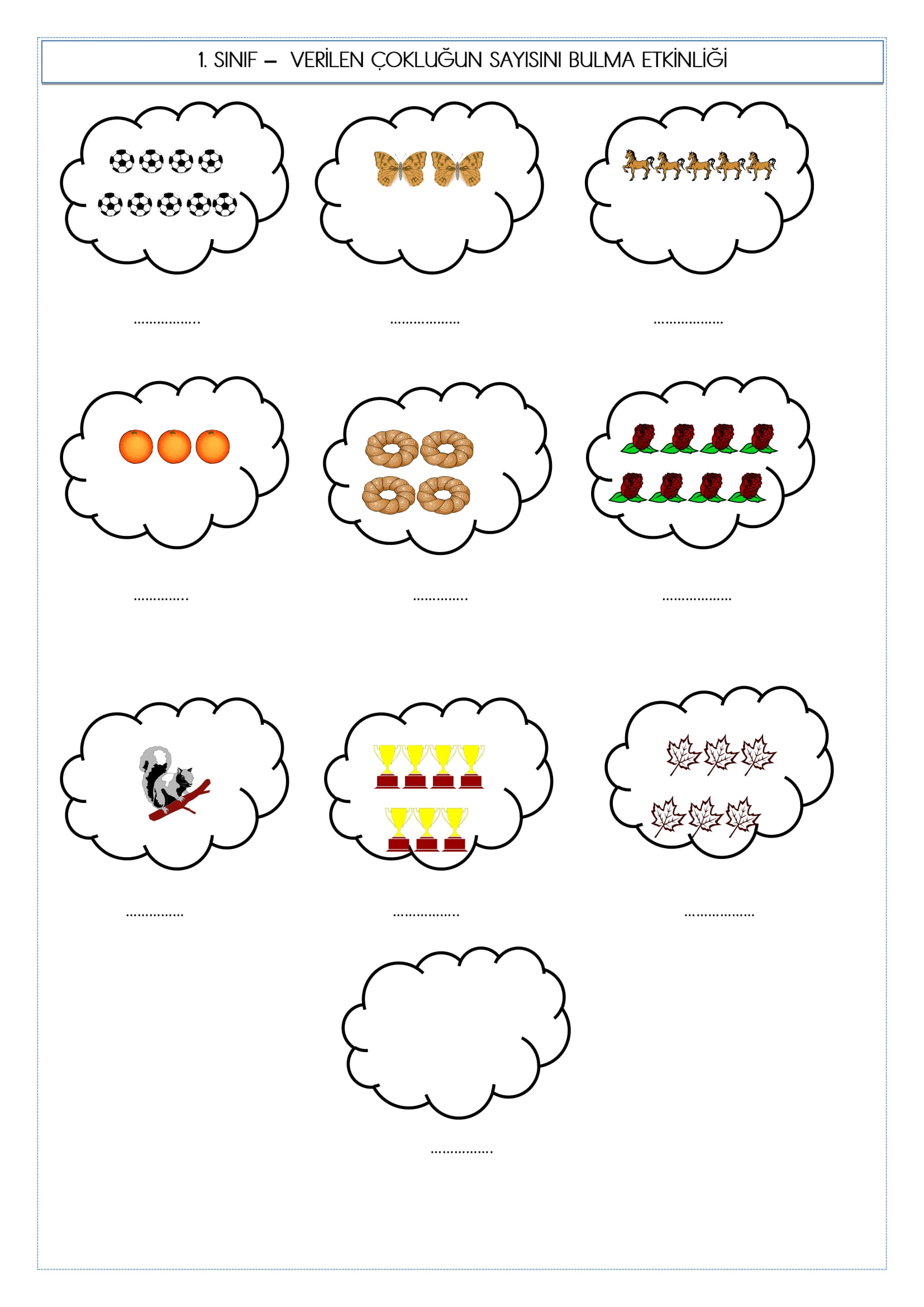 1. Sınıf - Matematik Verilen Çokluğun Sayısını Bulma Etkinliği