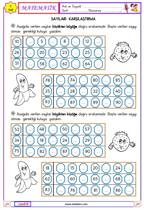 2. Sınıf Matematik Sayıları Karşılaştırma Etkinliği 4