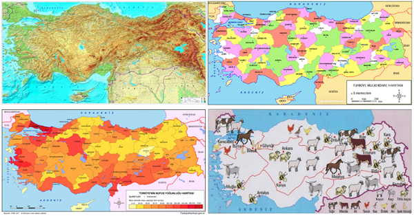 4. Sınıf Sosyal Bilgiler Fiziki-Siyasi-Nüfus-İklim-Hayvancılık Haritaları Kes Yapıştır Defter Etkinliği