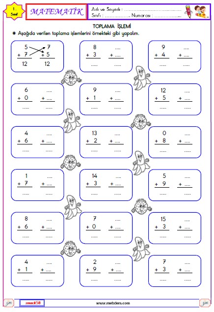 1. Sınıf Matematik Toplama İşlemi  Etkinliği 19