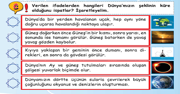 3. Sınıf Fen Bilimleri Dünya'nın Şekli Etkinlikleri