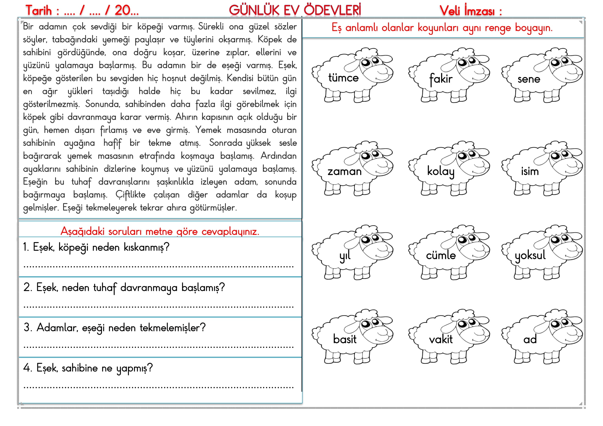 2. Sınıf 03 Ekim 2024 Günlük Ev Ödevleri