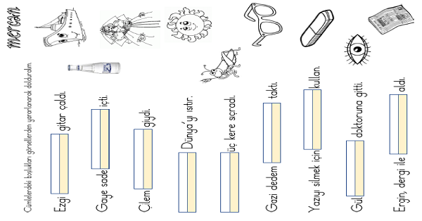 1. Sınıf İlk Okuma Yazma G-g Sesi Görsel Cümle Tamamlama