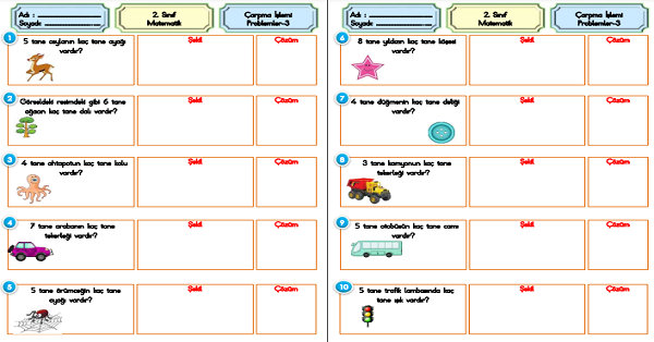 2.Sınıf Matematik Çarpma İşlemi-Problemler-3