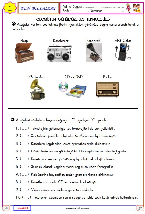 4. Sınıf Fen Bilimleri Ses Teknolojileri Etkinliği 5