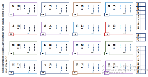 3.Sınıf Matematik Çarpma İşlemi Etkinliği 8