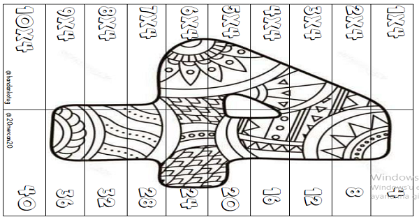 2. Sınıf Matematik Çarpım Tablosu Yapboz (4'erli)