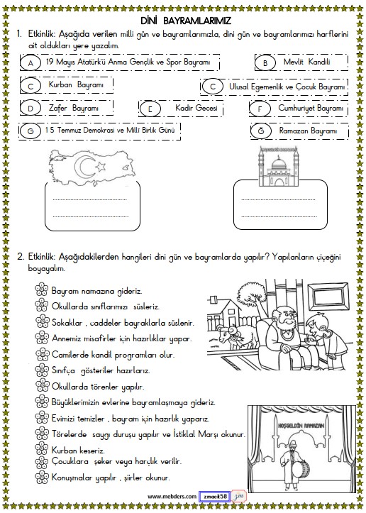 2. Sınıf Hayat Bilgisi Dini Bayramlarımız Etkinliği 3