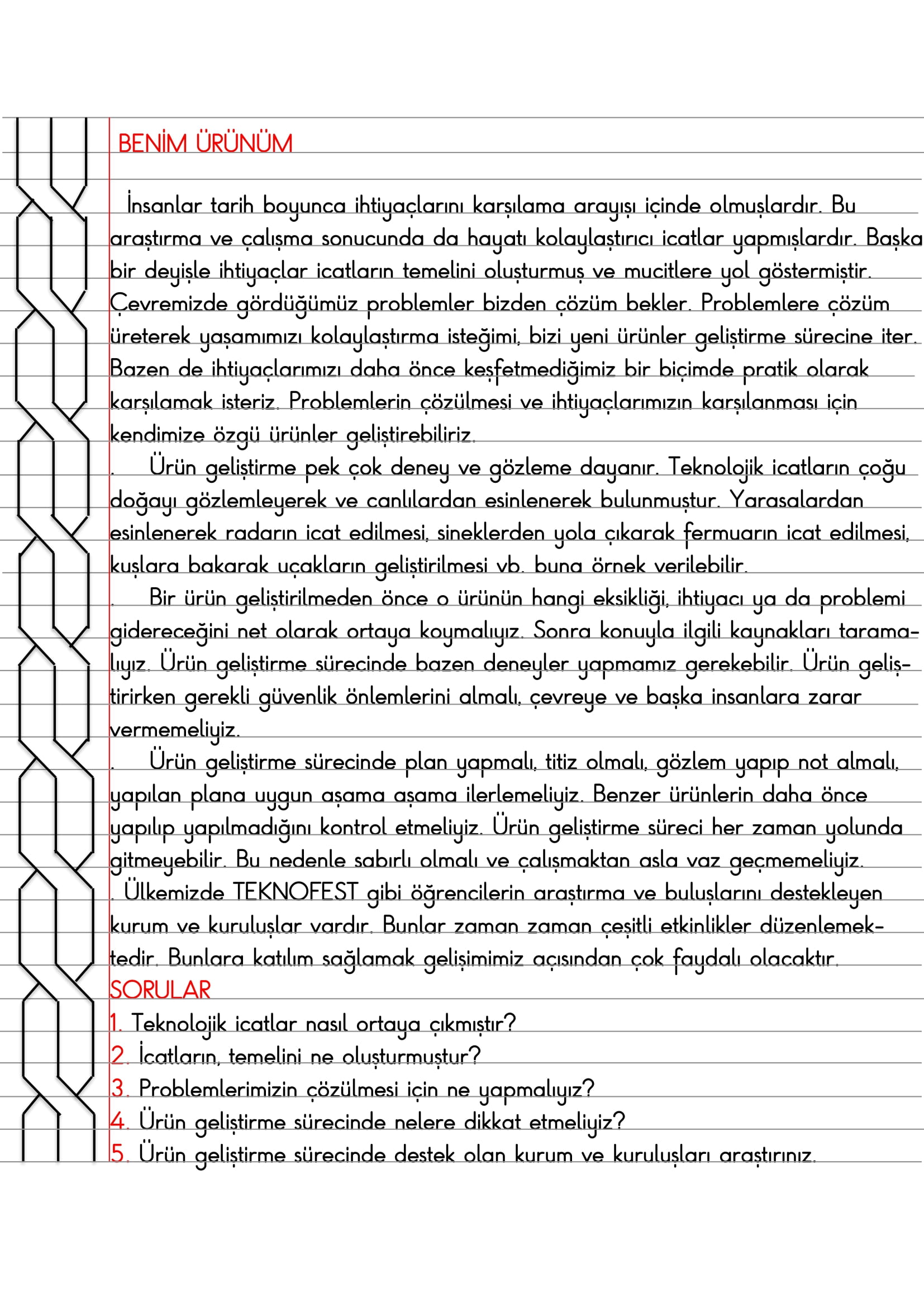 4.Sınıf - Sosyal Bilgiler - Benim Ürünüm Defter Özeti