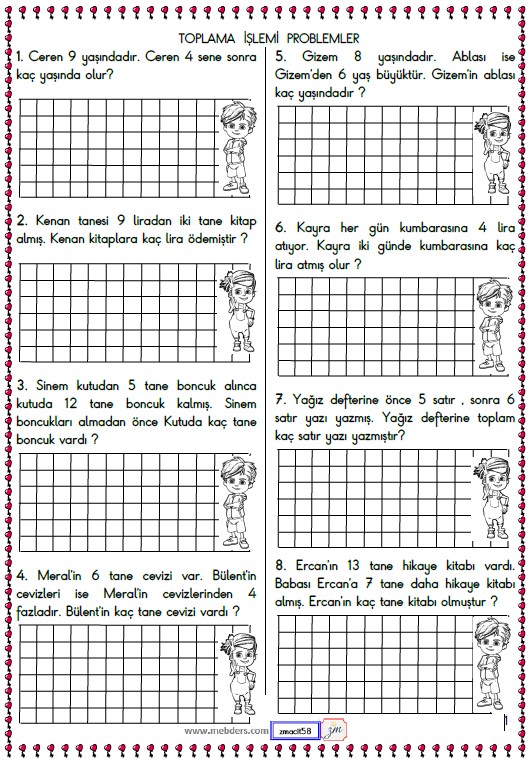 1. Sınıf Matematik Toplama İşlemi İle İlgili Problemler Etkinliği 14