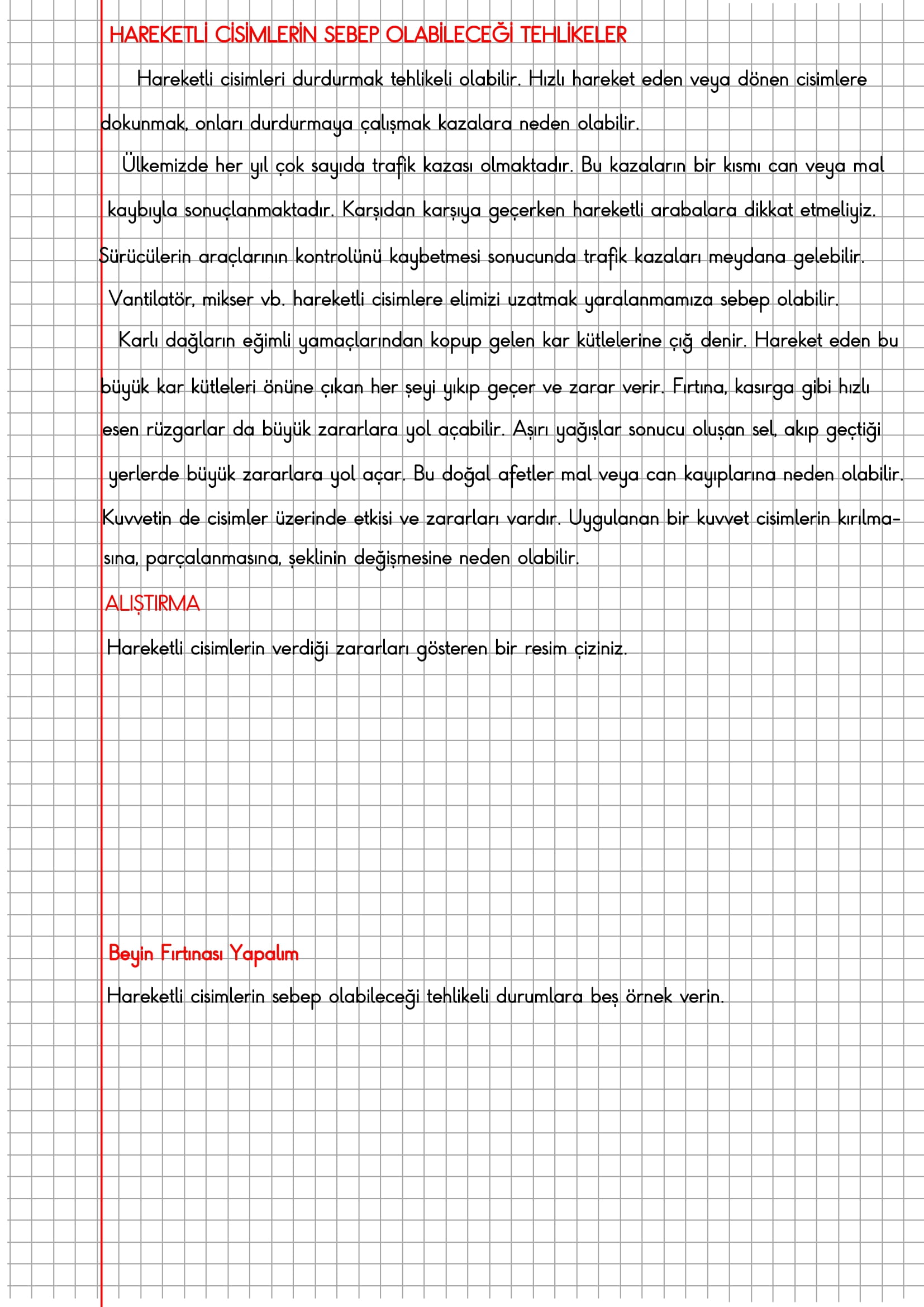 3.Sınıf Fen Bilimleri Hareketli Cisimlerin Sebep Olabileceği Tehlikeler Konu Anlatımı