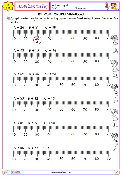 2. Sınıf Matematik En Yakın Onluğa Yuvarlama Etkinliği 3