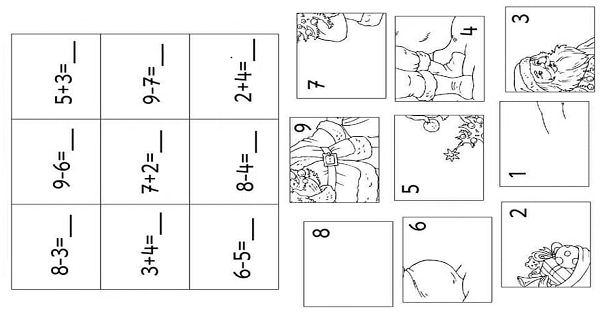 1. Sınıf Matematik  Toplama ve Çıkarma İşlemleri Puzzle Kes-Yapıştır-Boya 2