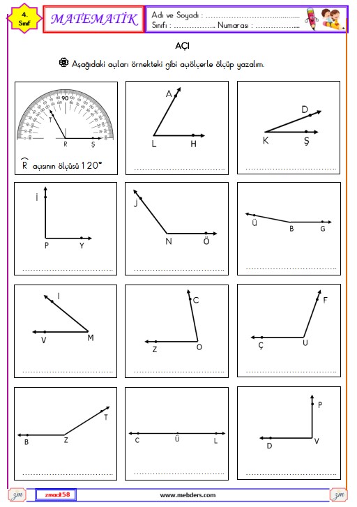 4. Sınıf Matematik Açı Etkinliği 15