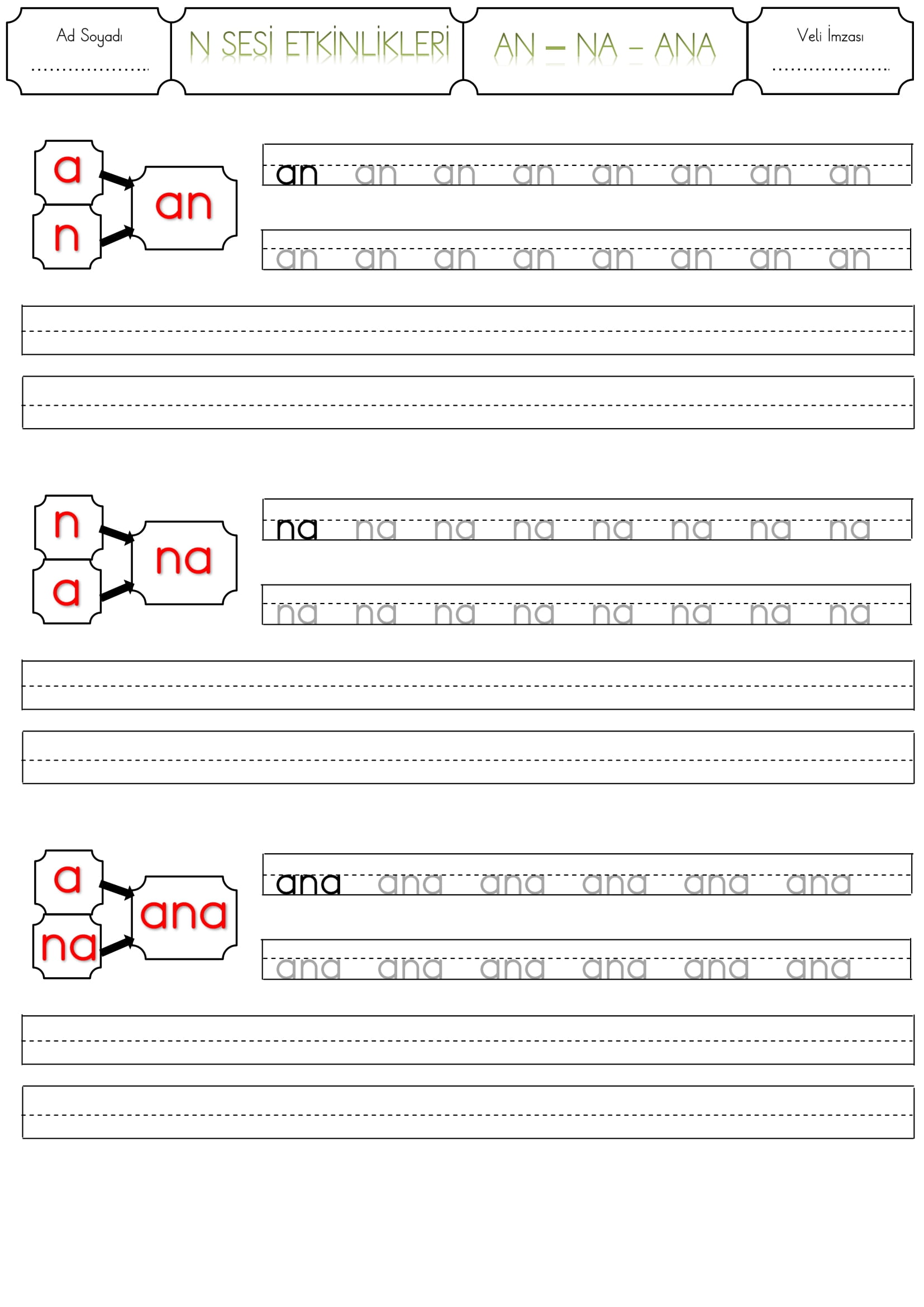 1.Sınıf N Sesi An - na - ana etkinliği