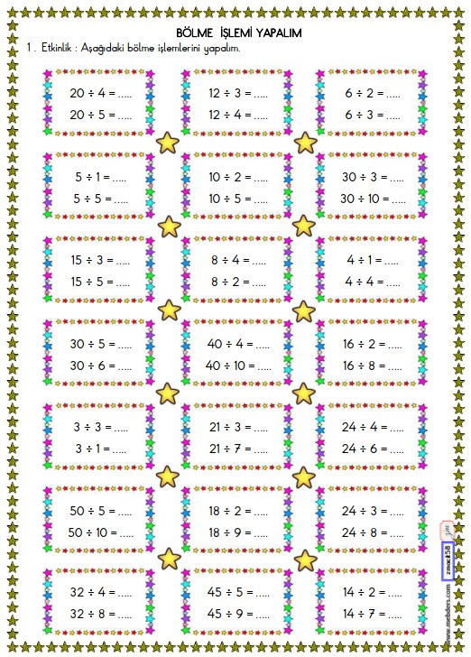 2. Sınıf Matematik Bölme İşlemi  Etkinliği 19