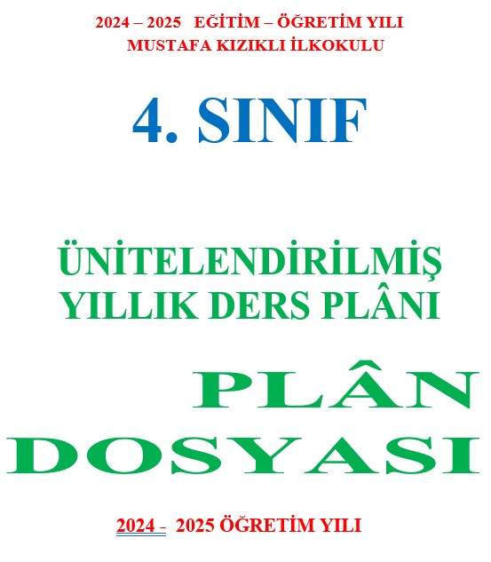 4. Sınıf Plan Dosya Kapağı ve Yıllık Çalışma Planı