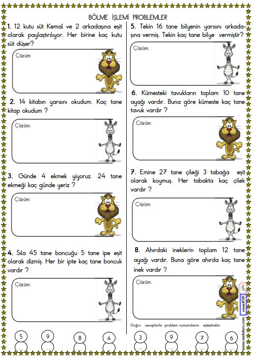 2. Sınıf Matematik Bölme İşlemi Problemler Etkinliği 15