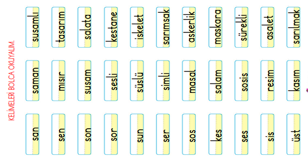 1. Sınıf İlk Okuma Yazma S-s Sesi Kelime Ve Metin Okuma Etkinliği