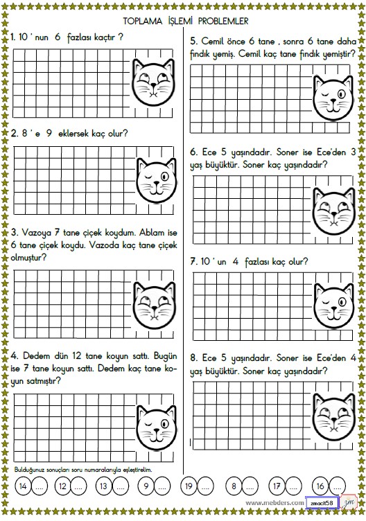 1. Sınıf Matematik Toplama İşlemi İle İlgili Problemler Etkinliği 16