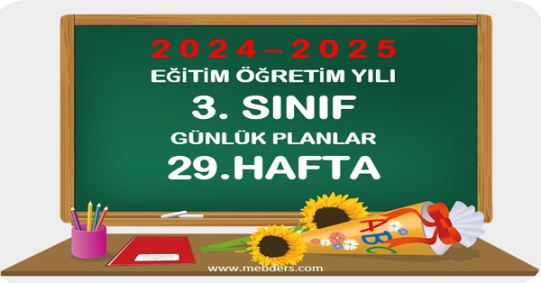 2024-2025 Eğitim Öğretim Yılı 3.Sınıf Günlük Planları 29.Hafta