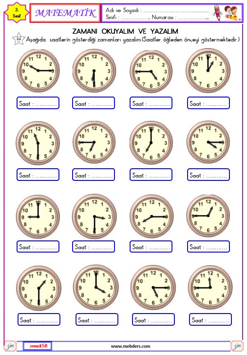 3. Sınıf Matematik Zamanı Okuyalım ve Yazalım Etkinliği 11