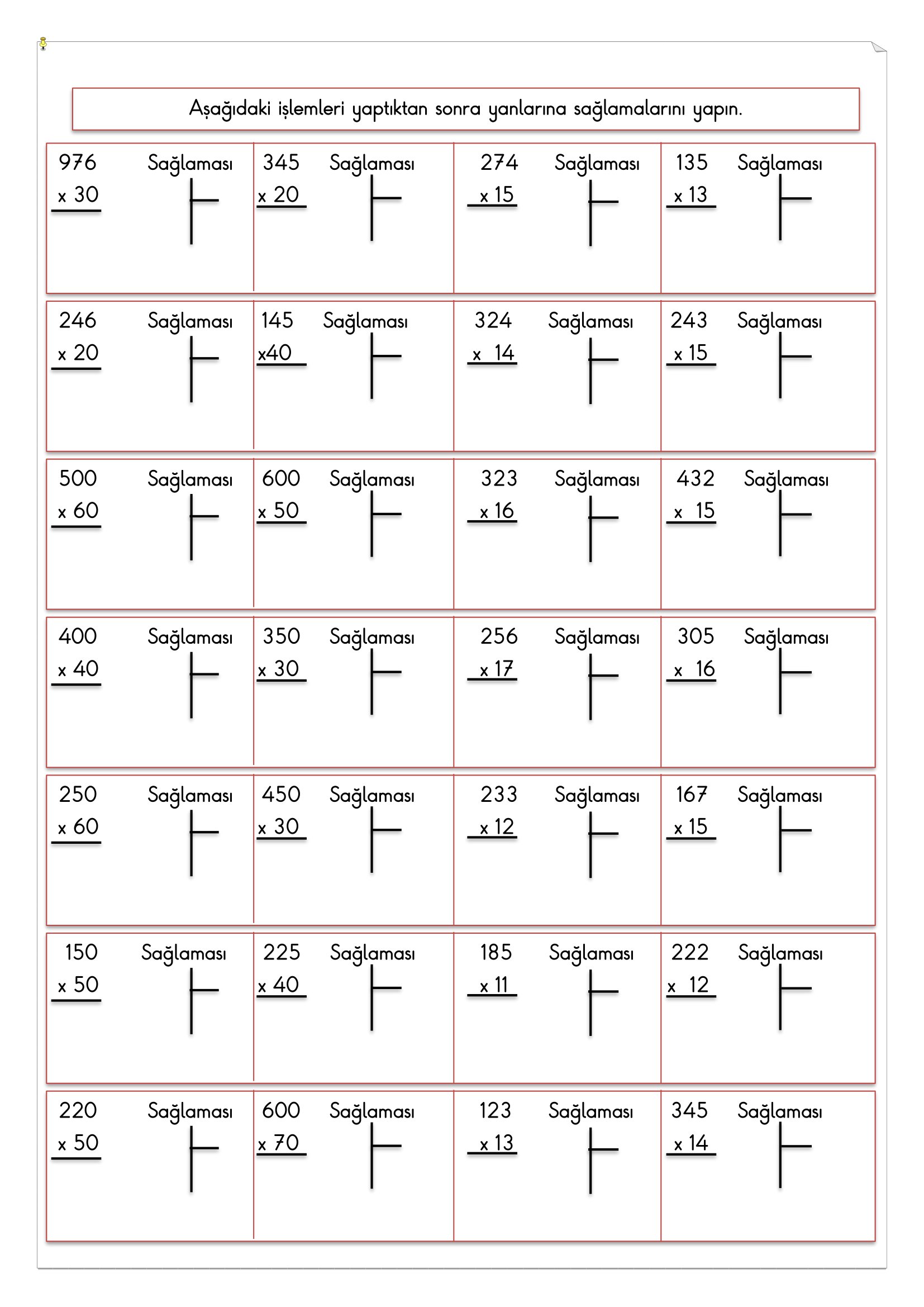 4.Sınıf - Matematik Bölme ile Çarpma Arasındaki İlişki Etkinliği