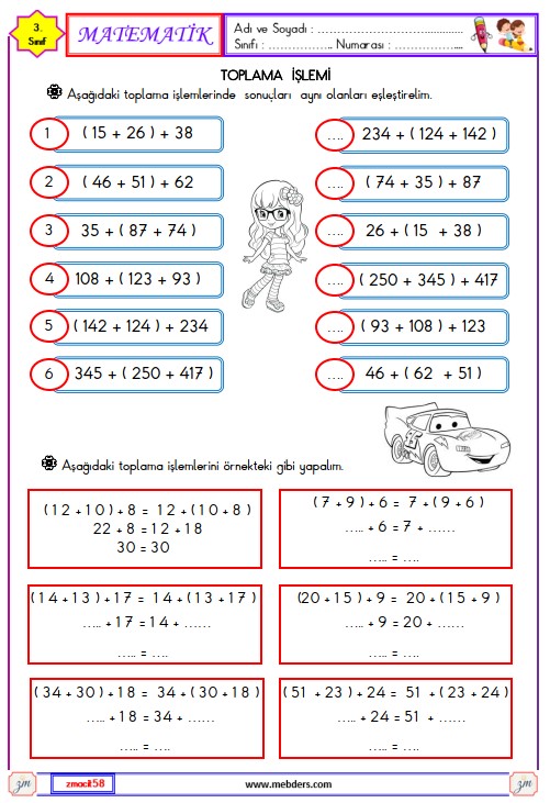 3. Sınıf Matematik Toplama İşlemi Etkinliği 3