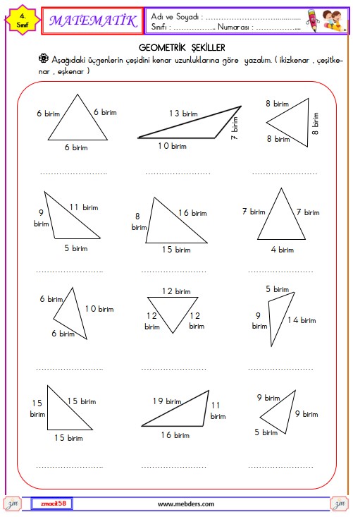 4. Sınıf Matematik Geometrik Şekiller Etkinliği 17