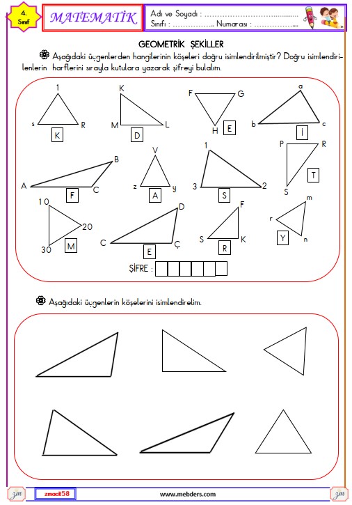 4. Sınıf Matematik Geometrik Şekiller Etkinliği 12