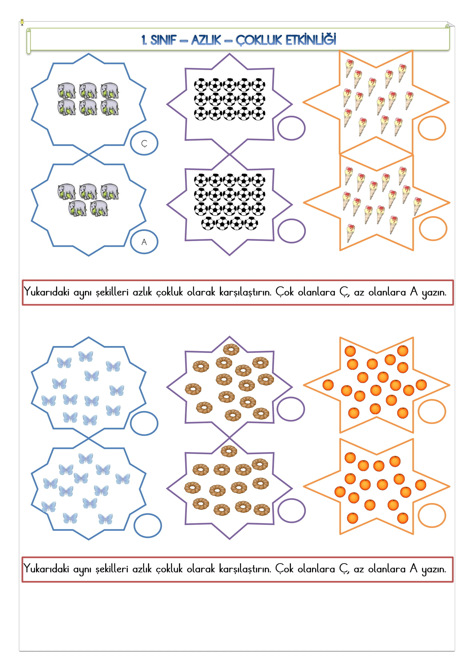 1.Sınıf Matematik  Azlık - Çokluk Etkinliği