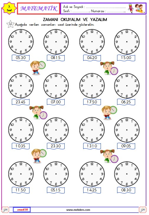 3. Sınıf Matematik Zamanı Okuyalım ve Yazalım Etkinliği 15