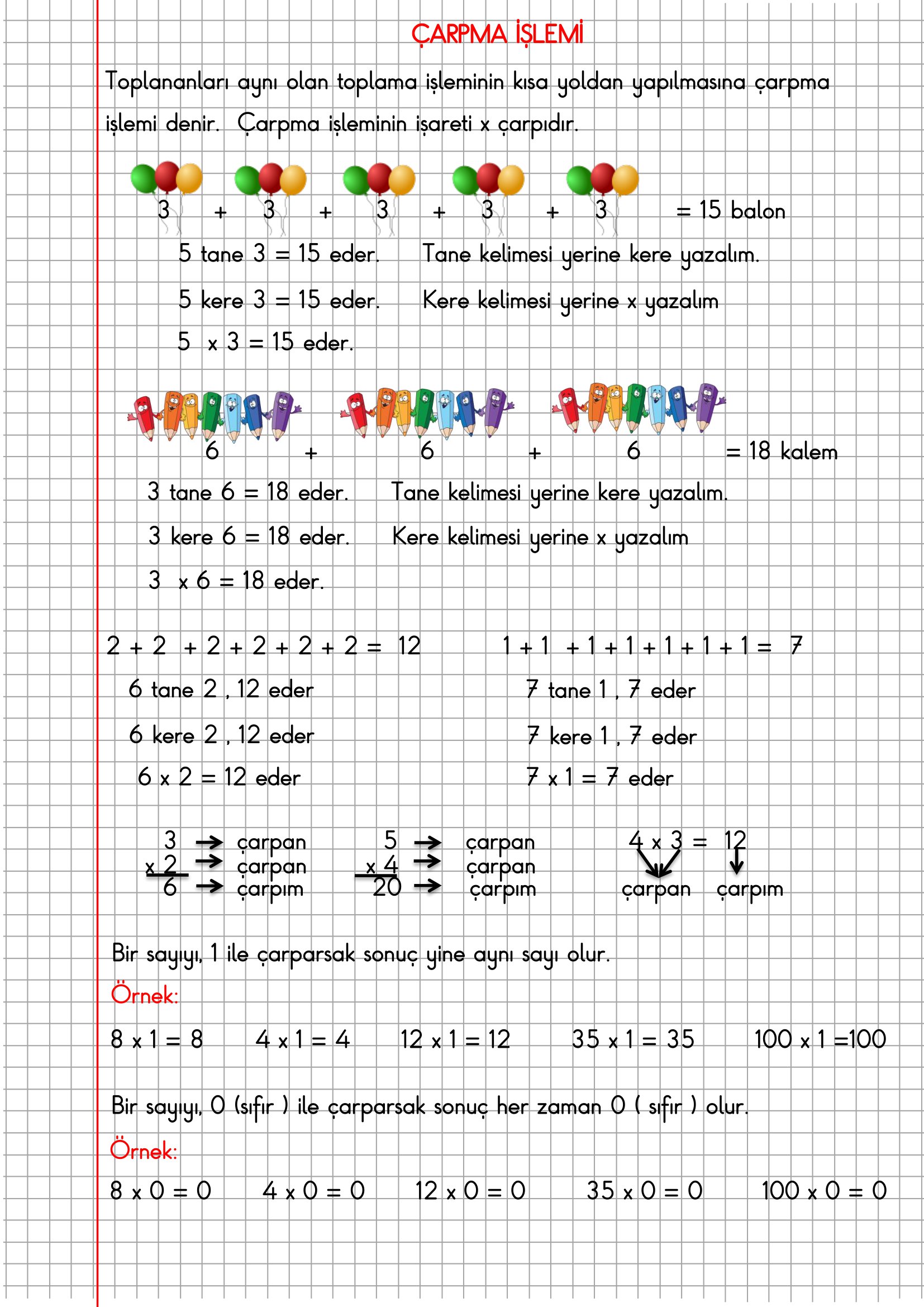 4.Sınıf Matematik Kareli Defterde Çarpma İşlemi Konu Anlatımı