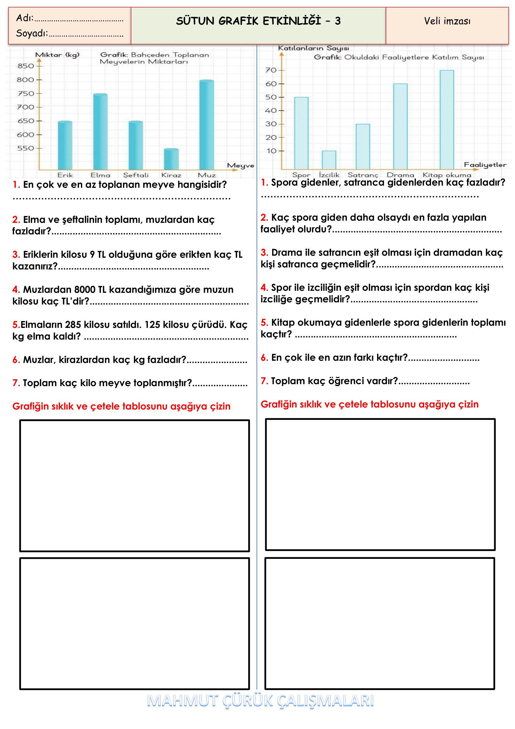 4.Sınıf - Matematik Sütun Grafiği Problemleri-3