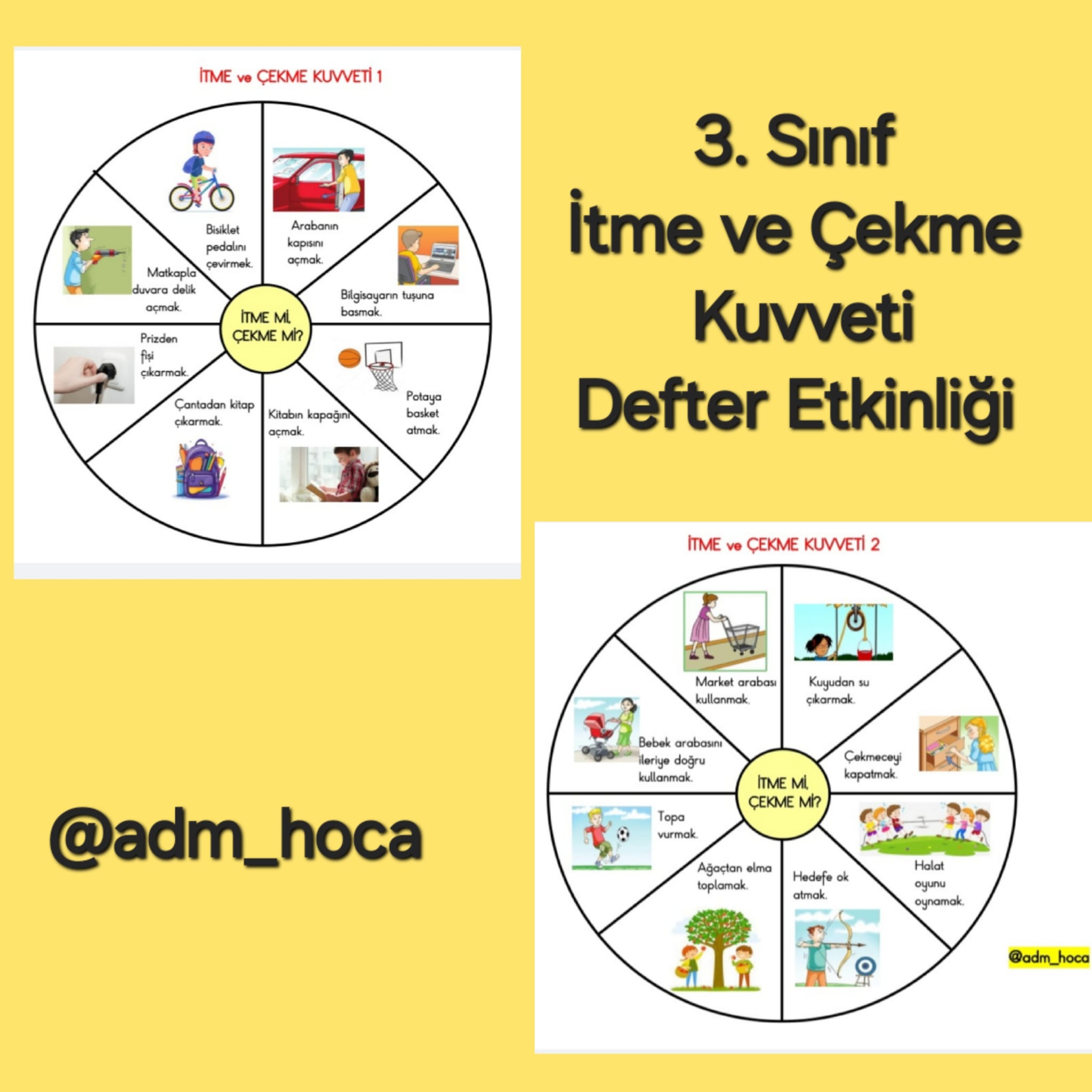 3. Sınıf - İtme ve Çekme Kuvveti İnteraktif Defter Etkinliği