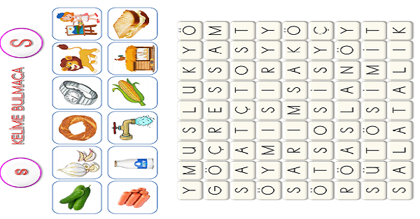 1. Sınıf İlk Okuma Yazma ( S-s Sesi) Kelime Bulmaca