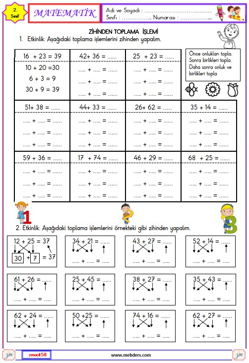 2. Sınıf Matematik Zihinden Toplama İşlemi Etkinliği 3