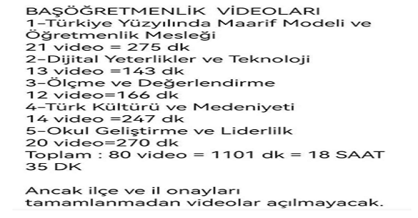 Başöğretmenlik Video Süreleri