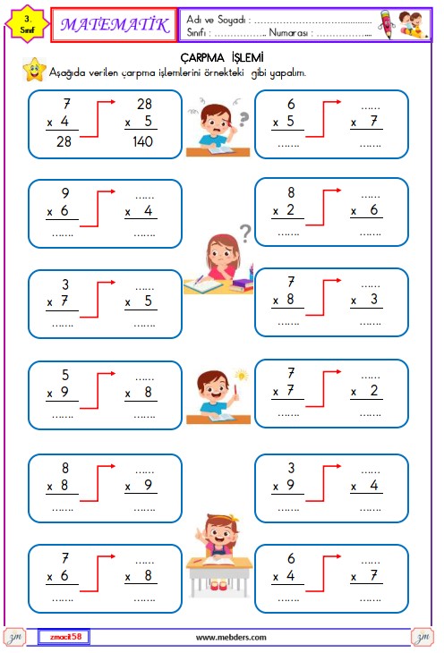 3. Sınıf Matematik Çarpma İşlemi Etkinliği 13