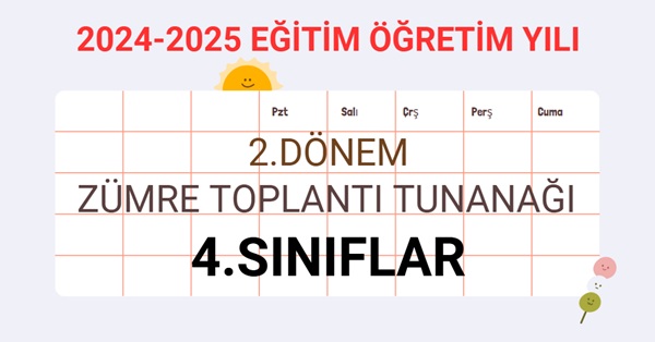 2024-2025 Eğitim Öğretim Yılı 4.Sınıflar 2.Dönem Zümre Öğretmenler Kurulu Toplantı Tutanağı