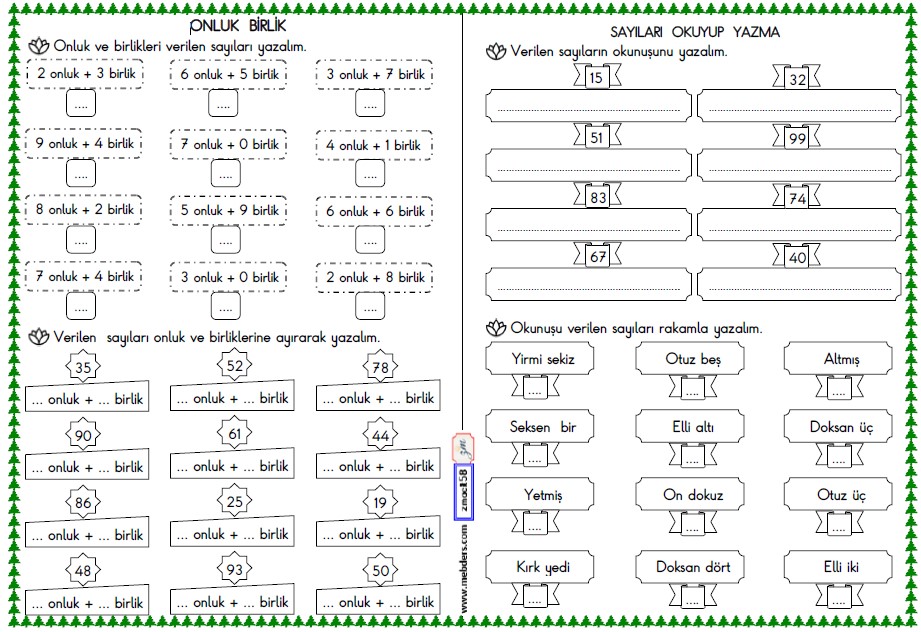 2. Sınıf Kasım Ara Tatil Matematik Etkinlikleri