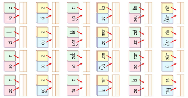 1. Sınıf İlk Okuma Yazma ( Z-z Sesi ) Heceden Kelime Türetme 1