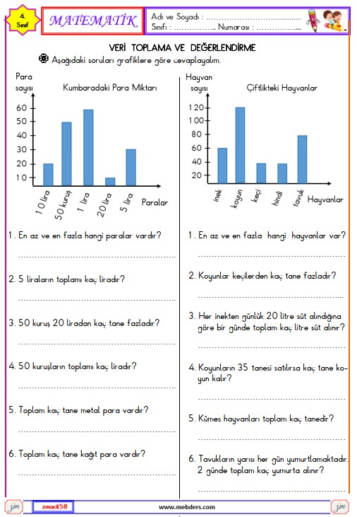 4. Sınıf Matematik Veri Toplama ve Değerlendirme Etkinliği 12