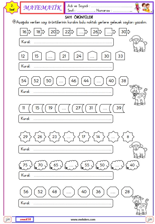 2. Sınıf Matematik Sayı Örüntüleri Etkinliği 1