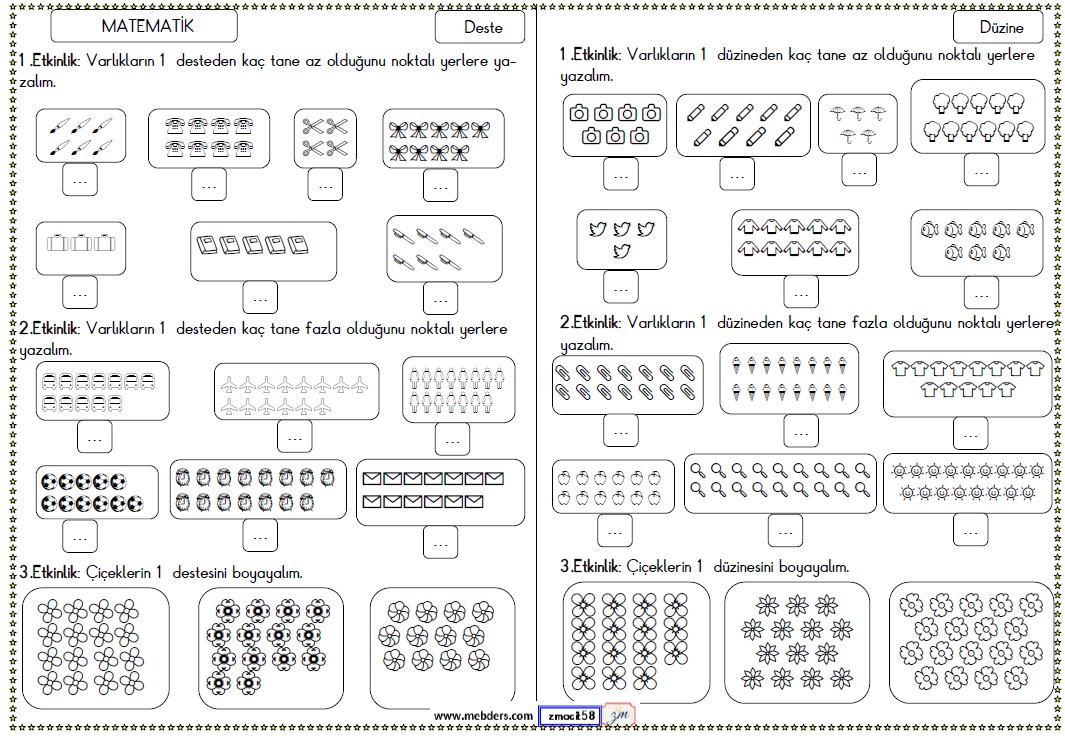 2. Sınıf Matematik Deste ve Düzine Etkinliği 2