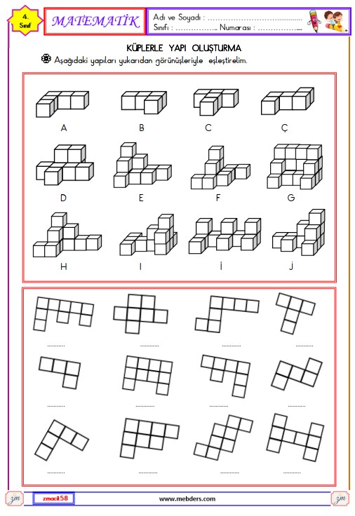 4. Sınıf Matematik Küplerle Yapı Oluşturma Etkinliği 5